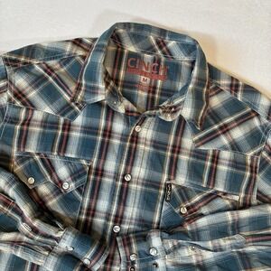 CINCH Men Shirt Medium Stripe Modern Fit Pearl Snap Pocket Western Rodeo